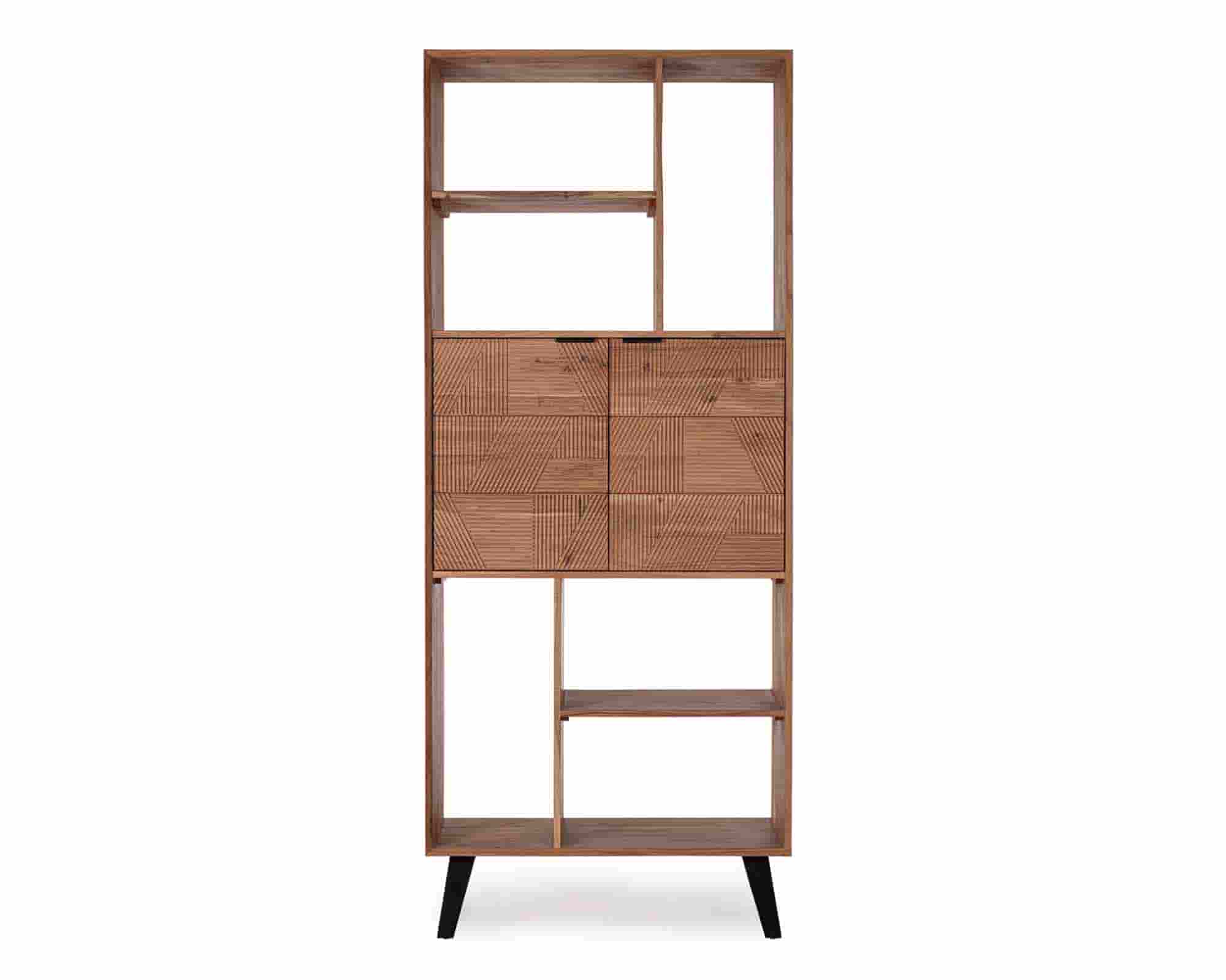 Libreria 2 Ante Isar 88x40x214cm in Legno di Acacia e Acciaio - Bizzotto - immagine 2