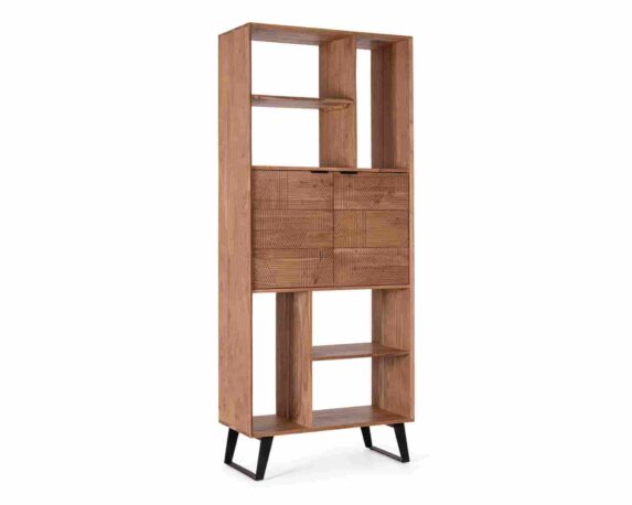 Libreria 2 Ante Isar 88x40x214cm in Legno di Acacia e Acciaio – Bizzotto