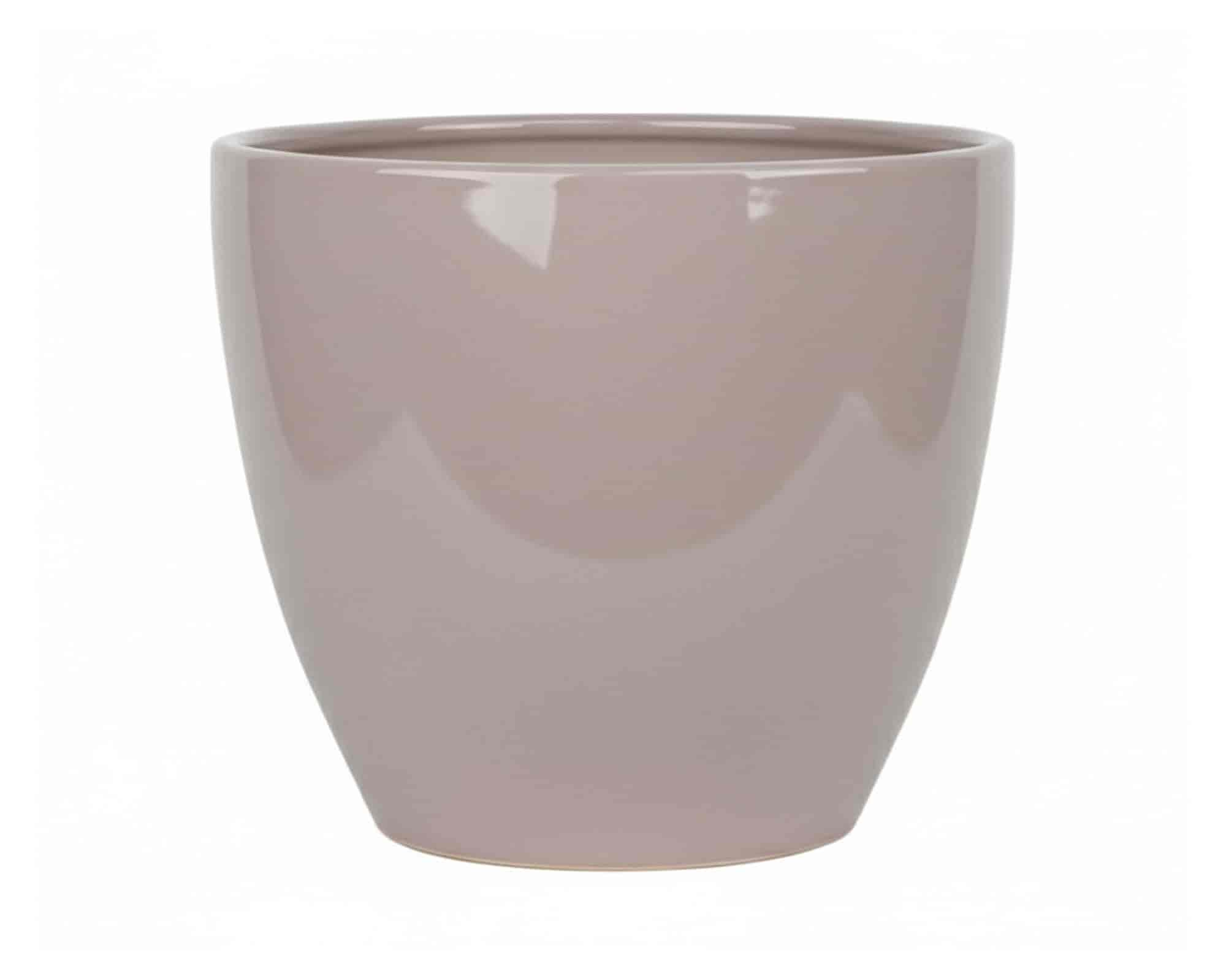 Cachepot Elegante Egg Pot Smaltato Taupe S D15x13cm in Ceramica - Mega Collections