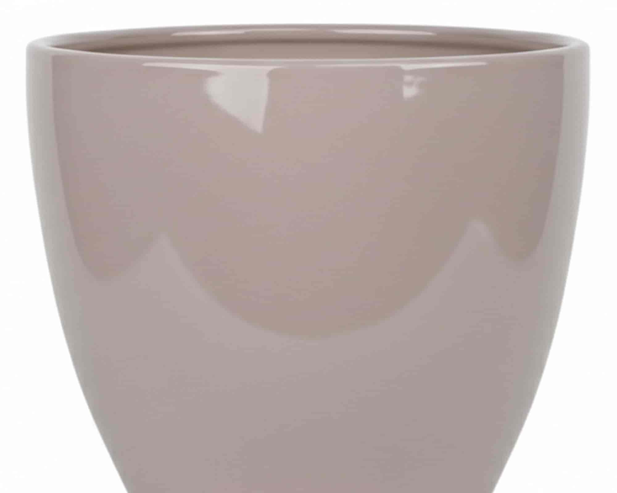 Cachepot Elegante Egg Pot Smaltato Taupe S D15x13cm in Ceramica - Mega Collections - immagine 2