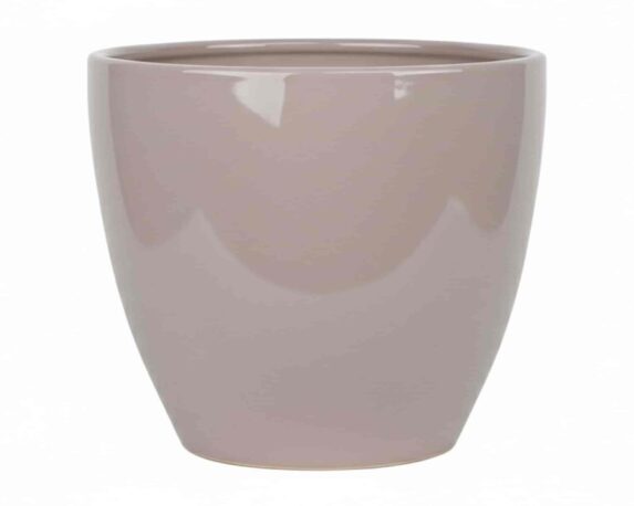 Cachepot Elegante Egg Pot Smaltato Taupe L D25,5×21,5cm in Ceramica – Mega Collections