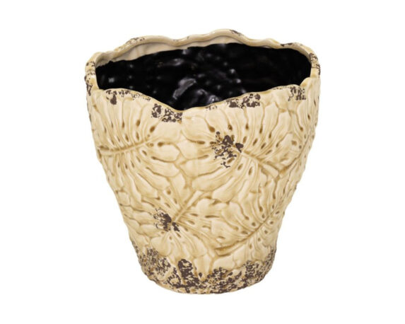 Cachepot Bohemian Leaf Pot Ivory M Smaltato D20x20cm in Ceramica – Mega Collections