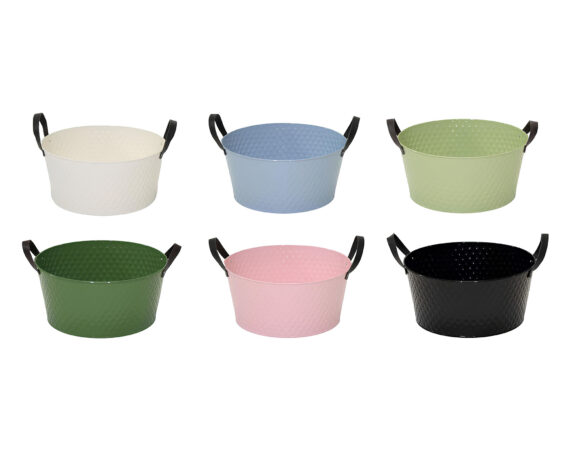 Cachepot Derby Round Low Assortito D28x13cm in Metallo – Mega Collections