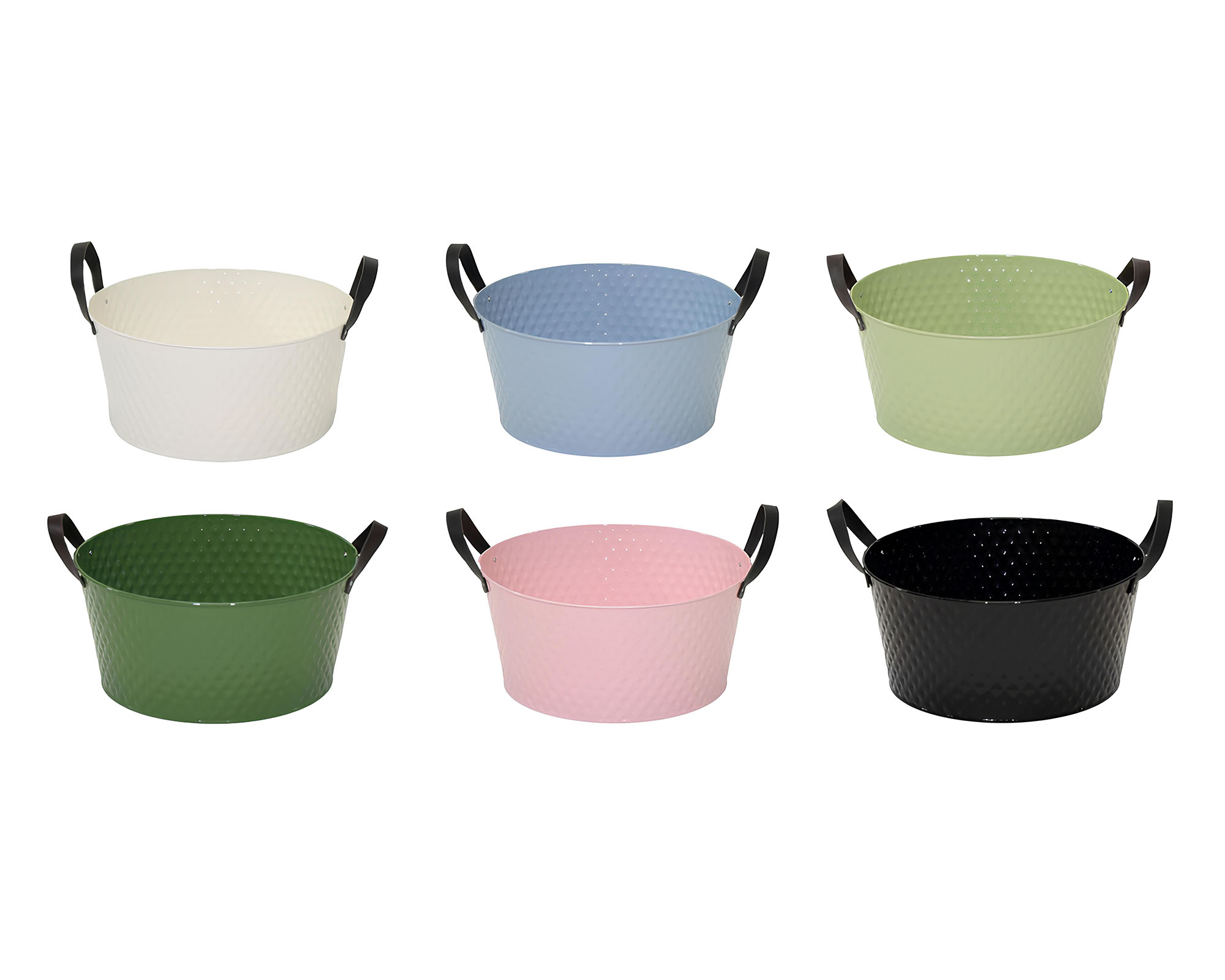 Cachepot Derby Round Low Assortito D28x13cm in Metallo - Mega Collections