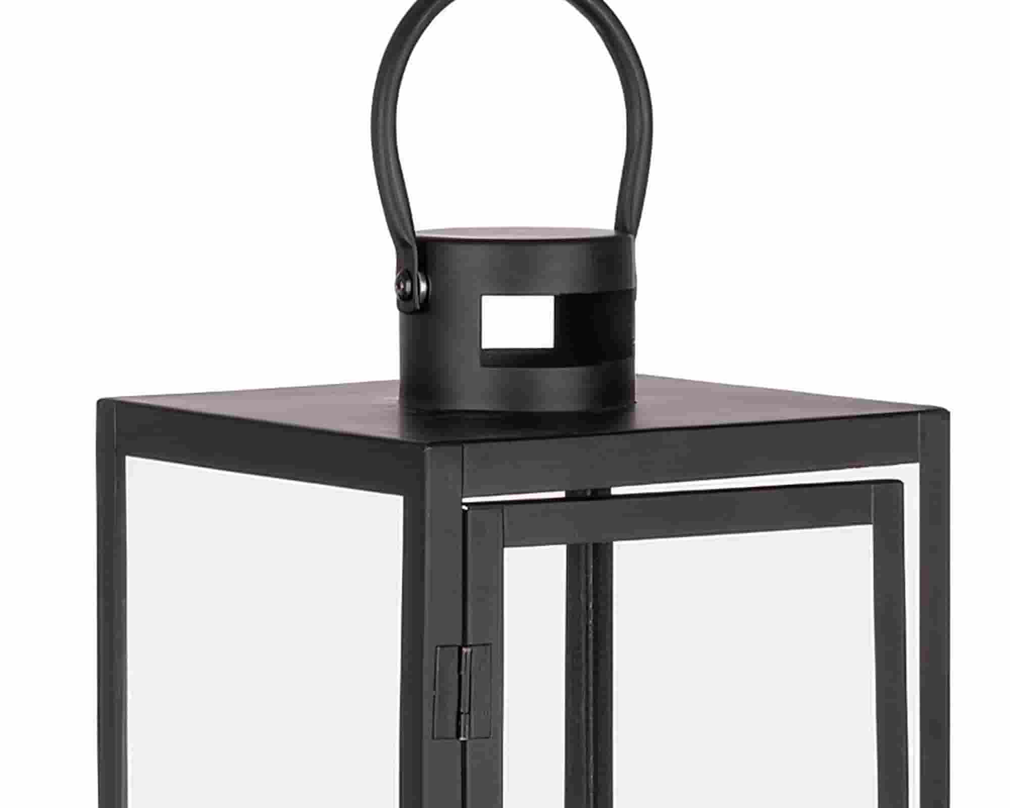 Lanterna Azenor Nero Medium 14x14x39cm in Acciaio e Vetro - Bizzotto - immagine 2