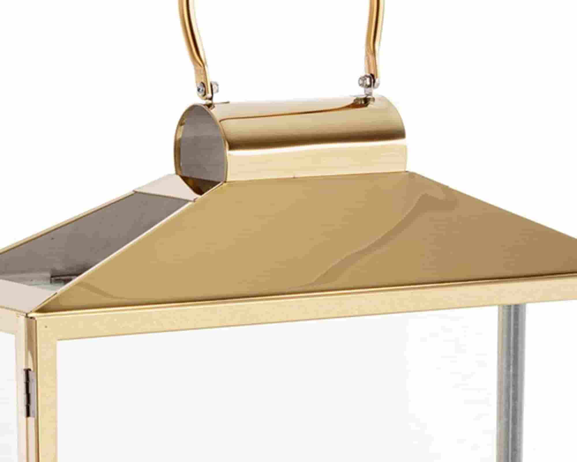 Lanterna Grande Nilak Dorato L 34x11x27,5cm in Vetro e Acciaio - Bizzotto - immagine 2