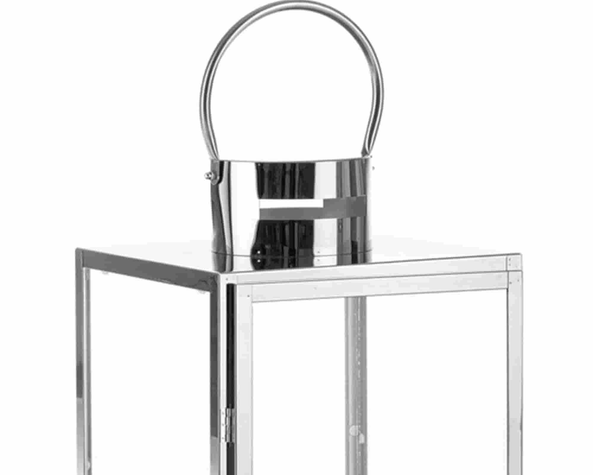 Lanterna Alban Argentato Large 26x26x65cm in Acciaio e Vetro - Bizzotto - immagine 2