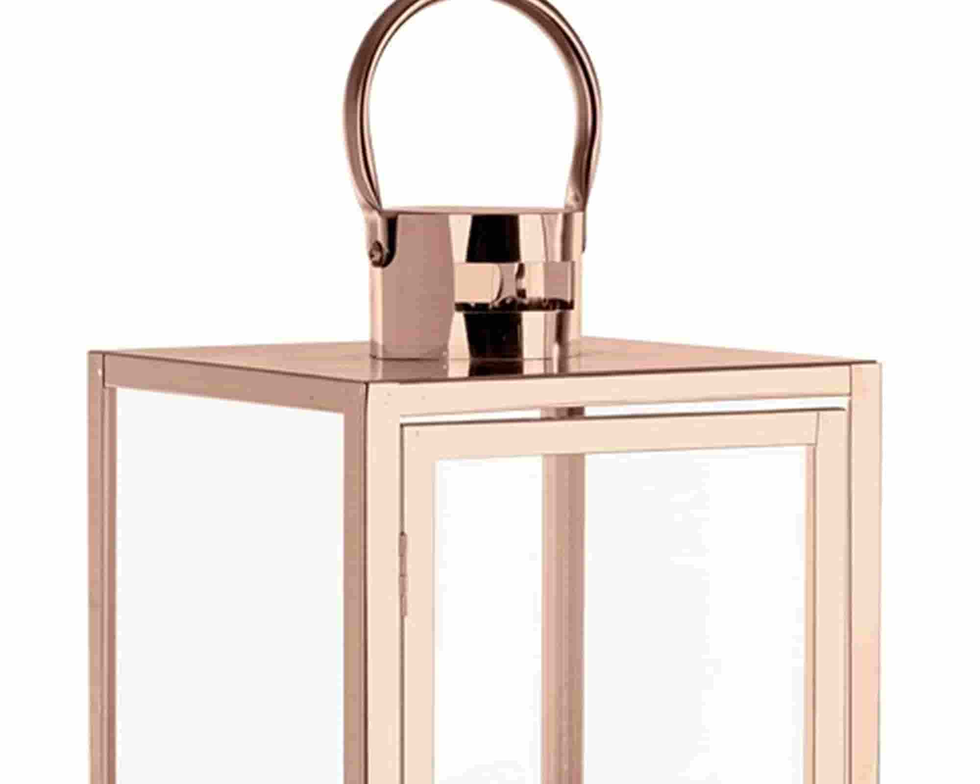 Lanterna Isolde Ramato Medium 14x14x39cm in Acciaio e Vetro - Bizzotto - immagine 2