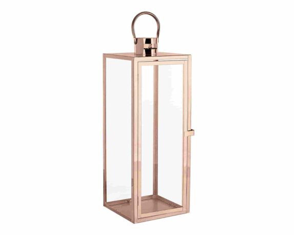 Lanterna Isolde Ramato Large 18x18x50cm in Acciaio e Vetro – Bizzotto