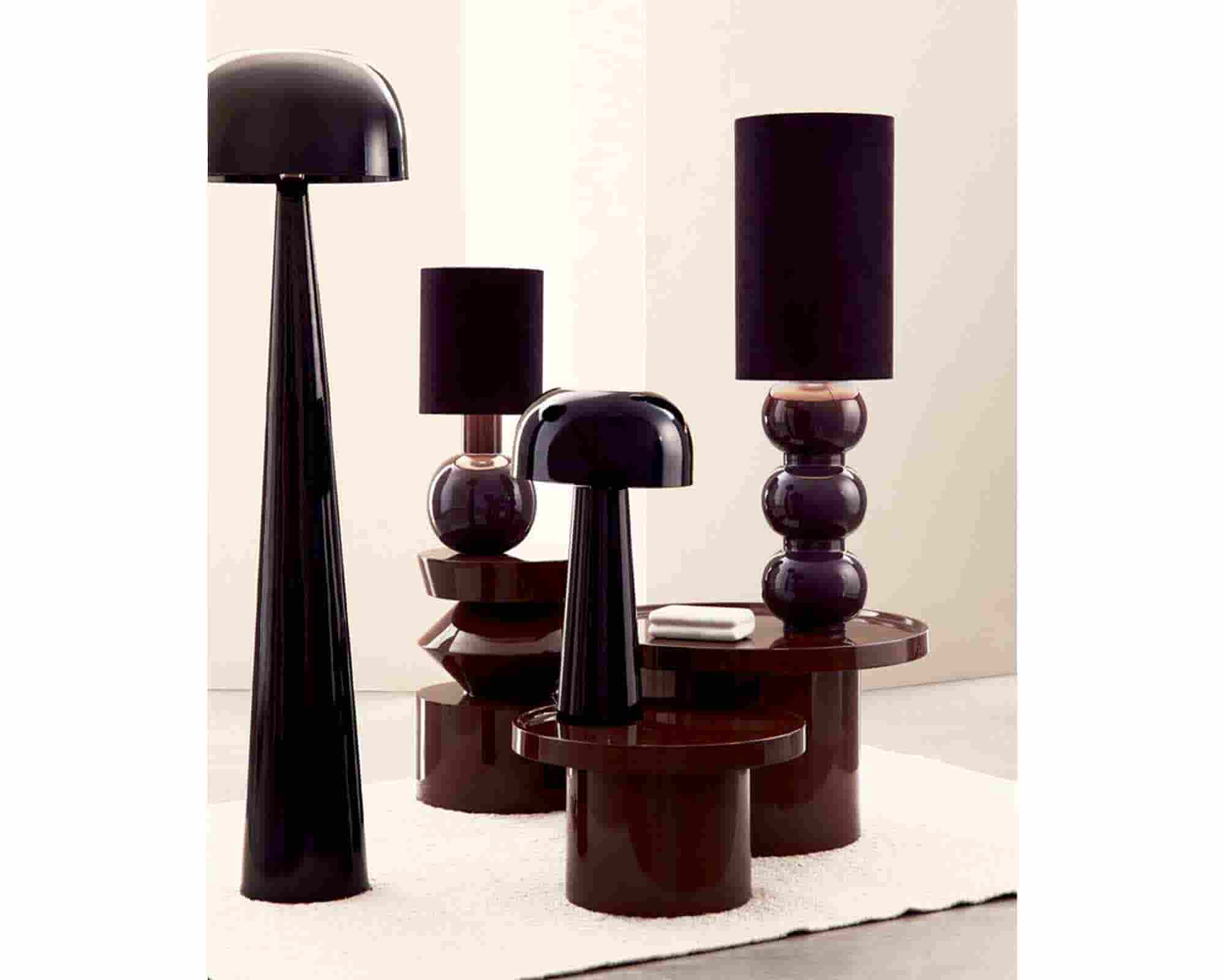 Piantana Ikeru Bordeaux con Paralume di Cotone D30x100cm in Metallo - Bizzotto - immagine 7