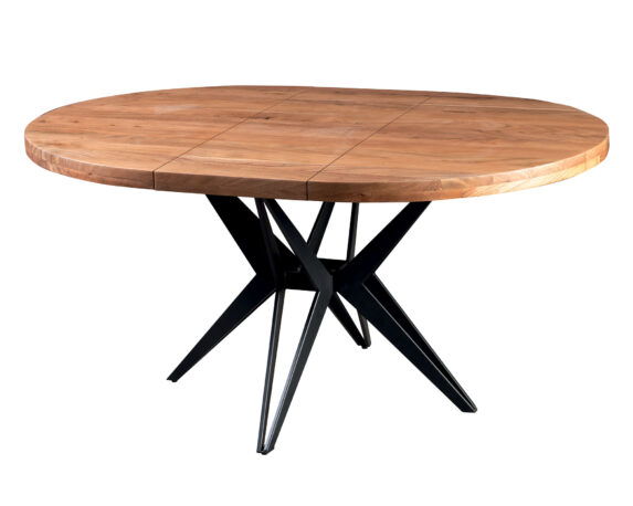 Tavolo Allungabile Tondo Maite 120×120/160x76cm in Legno di Acacia e Metallo – Agora