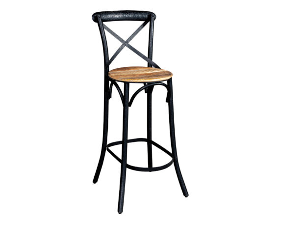 Sgabello Bar X Nero 20x18x24cm in Legno di Mango e Ferro – Agora