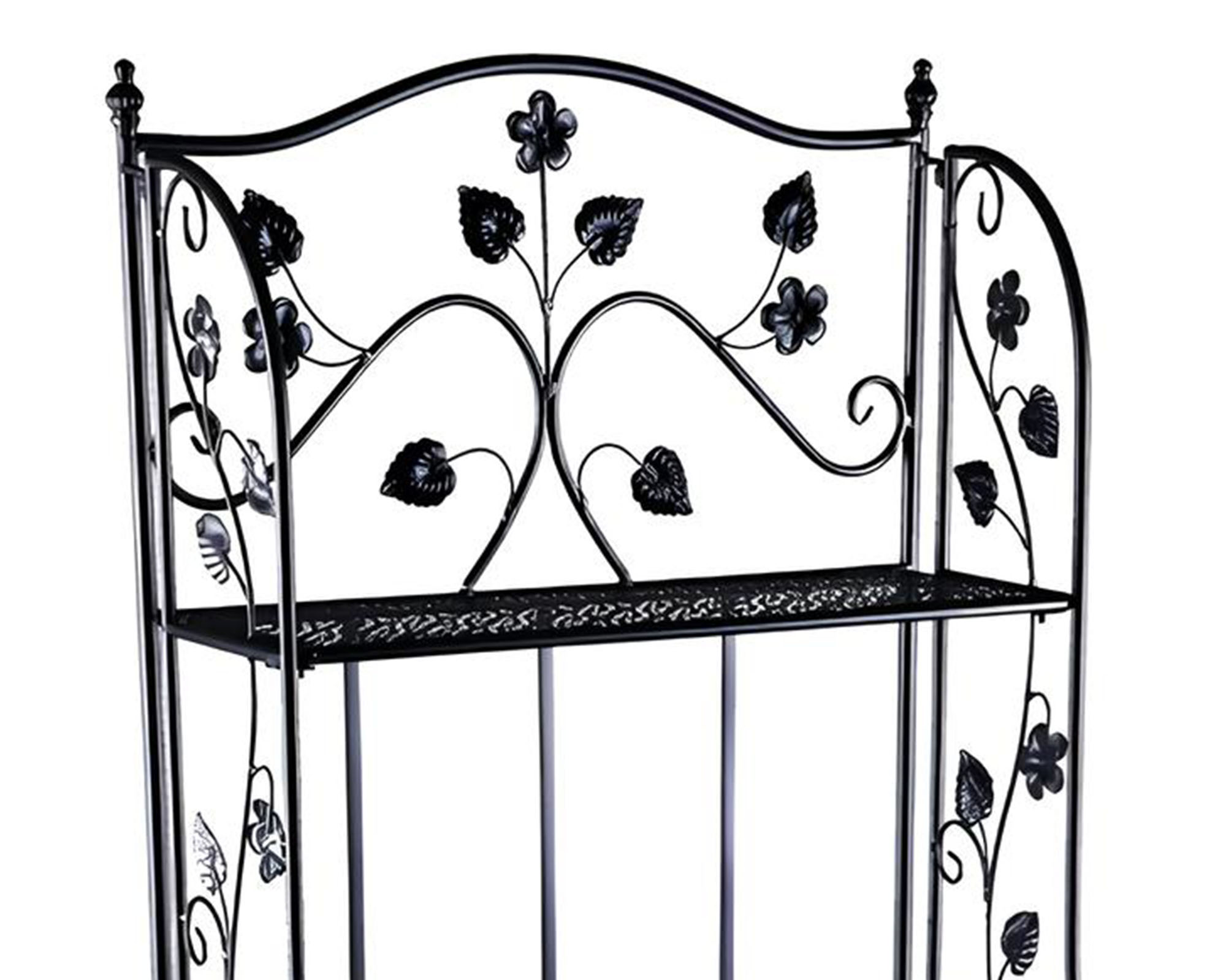 Mensola con 4 Ripiani Nero 60x27x165cm in Ferro - immagine 2