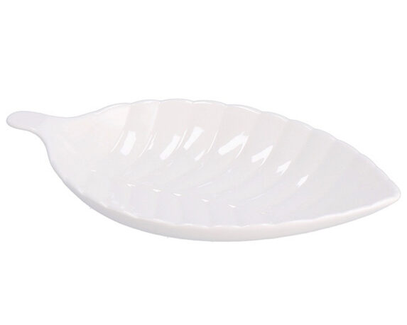 Vassoio a Forma di Foglia Bianco 41x24x5cm in Ceramica