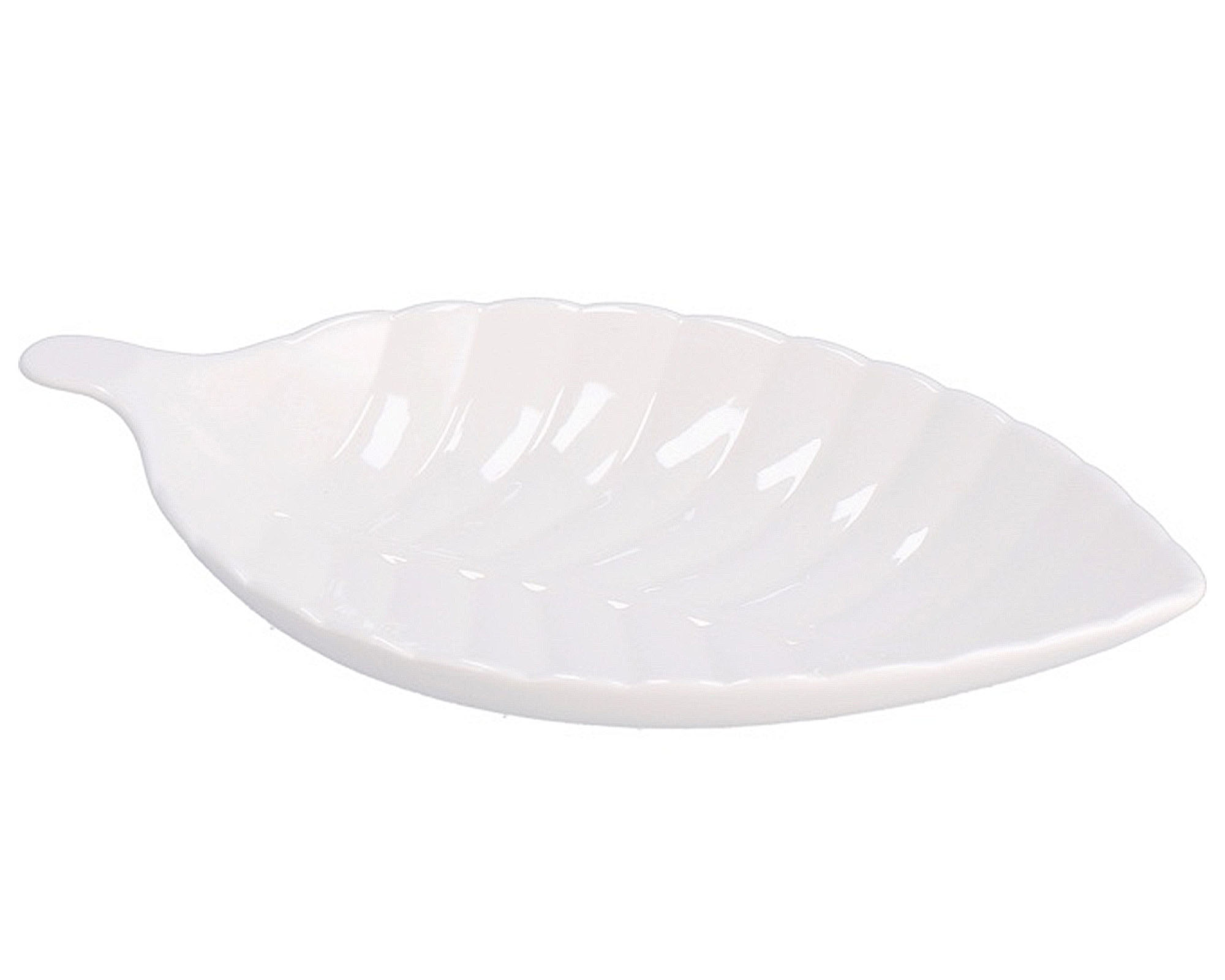 Vassoio a Forma di Foglia Bianco 41x24x5cm in Ceramica