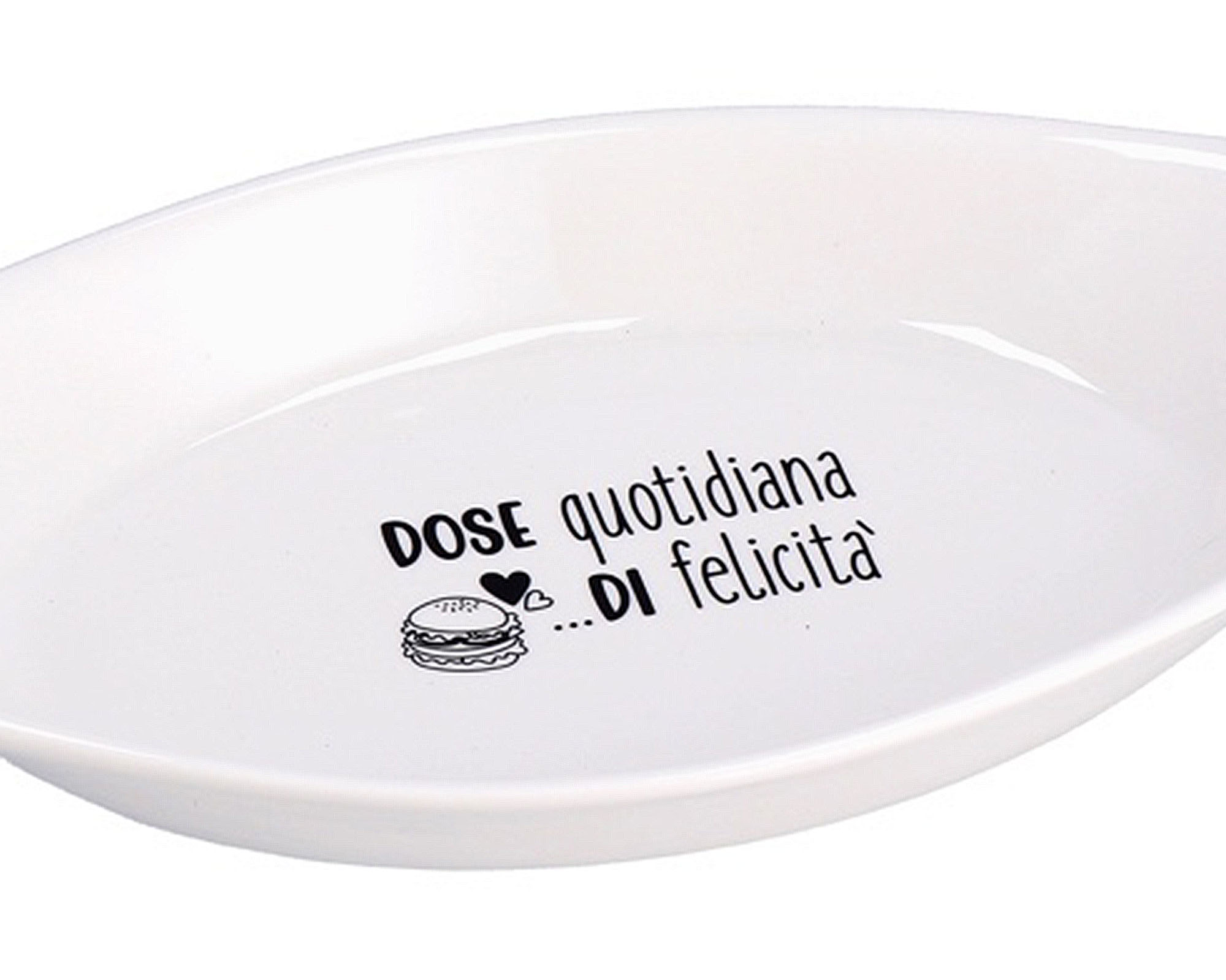 Vassoio Ovale Fondo con Scritta Bianco 31x16,5x3,5cm in Ceramica - immagine 2