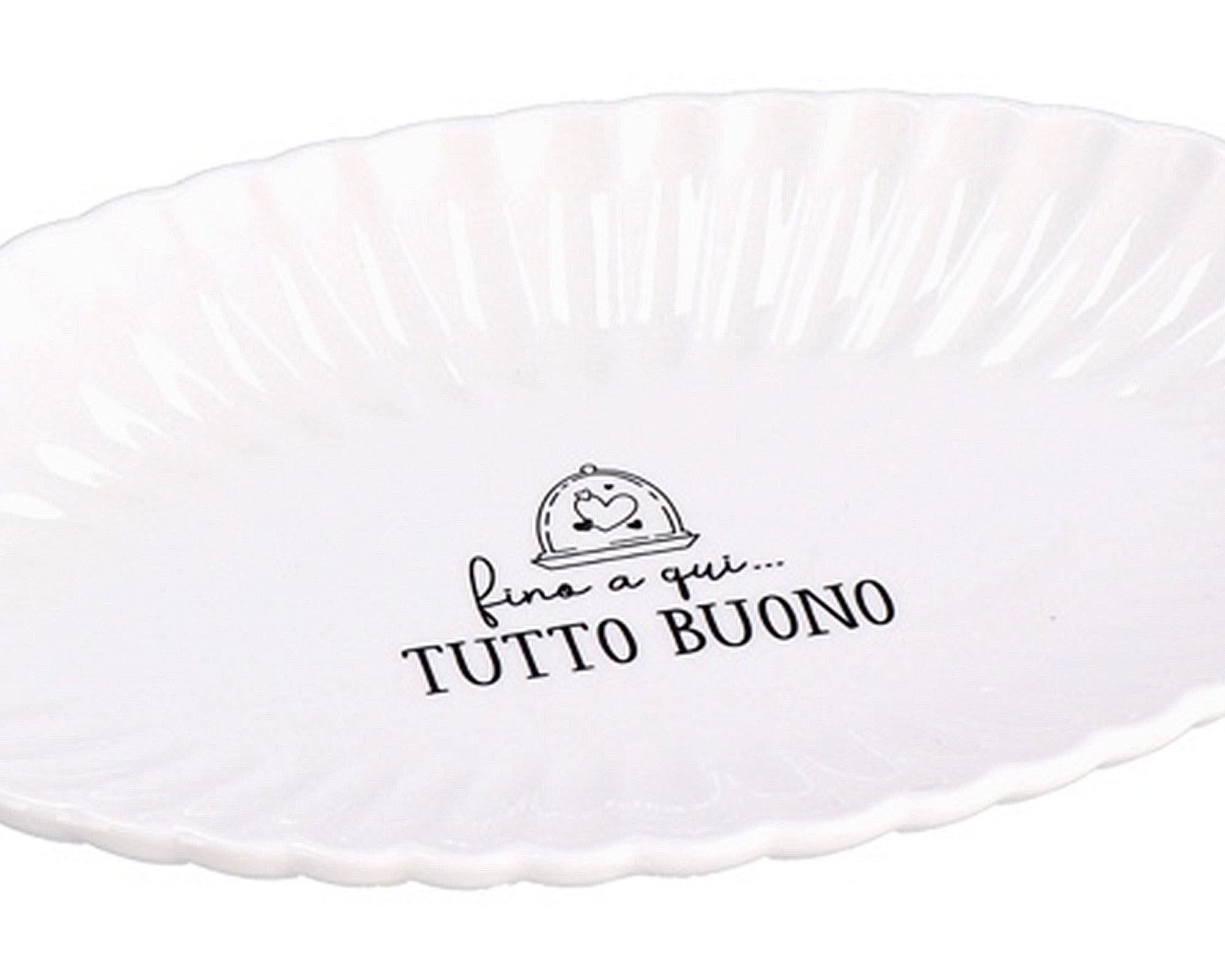 Vassoio Ovale con Scritta Bianco 26x16,5x3cm in Ceramica - immagine 2