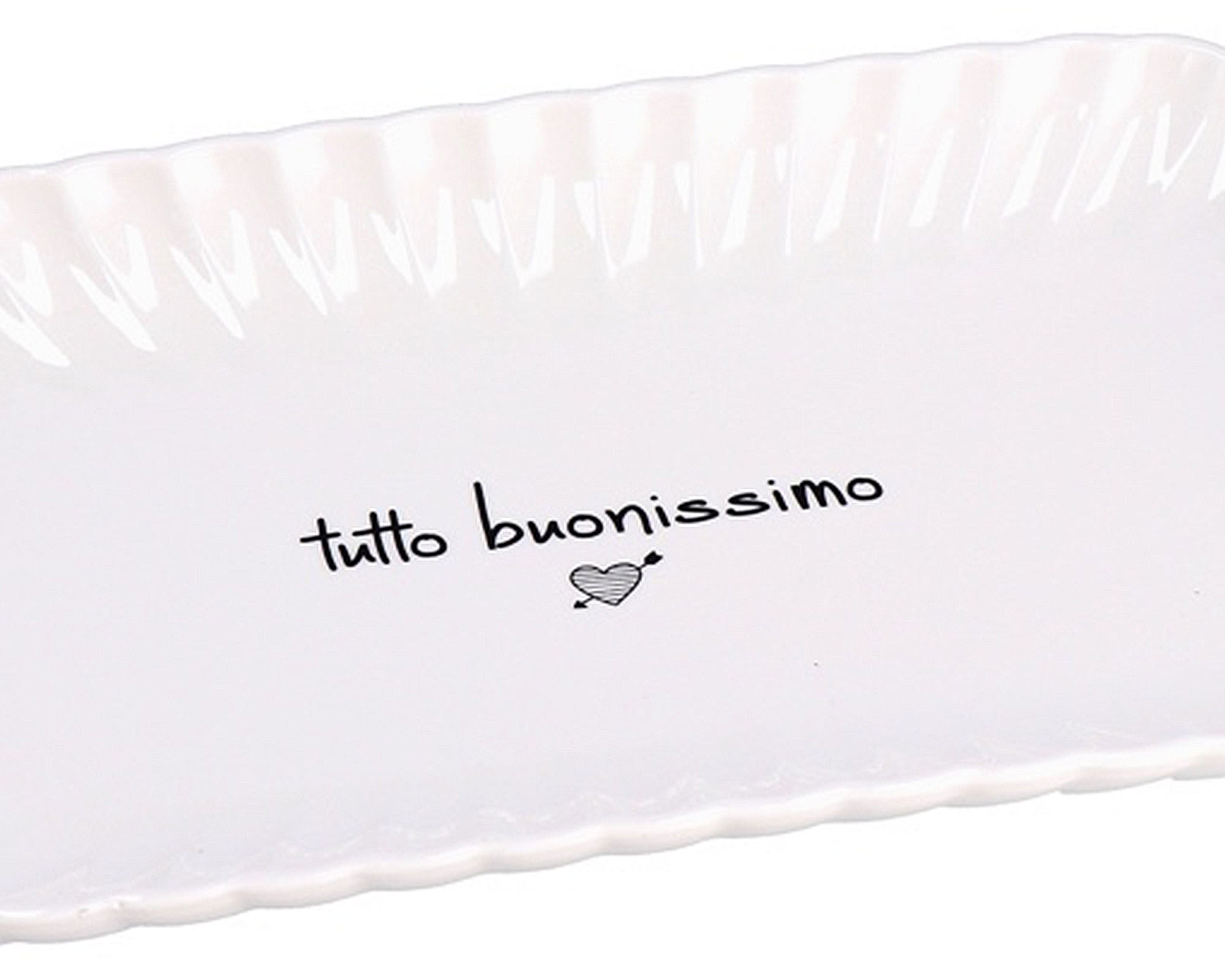 Vassoio Rettangolare Piano con Scritta Bianco 35,5x22,5x4cm in Ceramica - immagine 2
