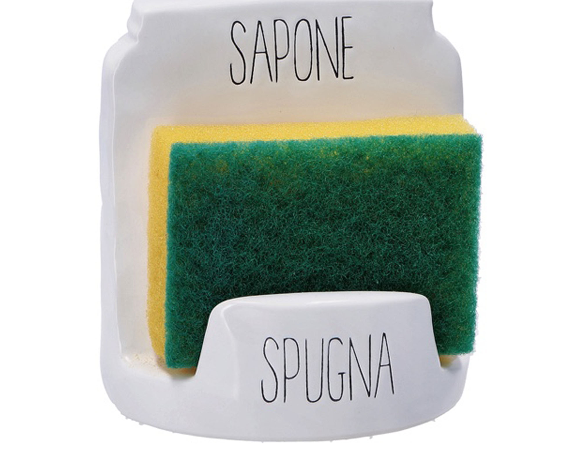 Dispenser con Spugna Bianco 11x19cm in Ceramica - immagine 2