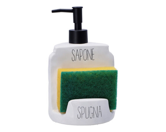 Dispenser con Spugna Bianco 11x19cm in Ceramica