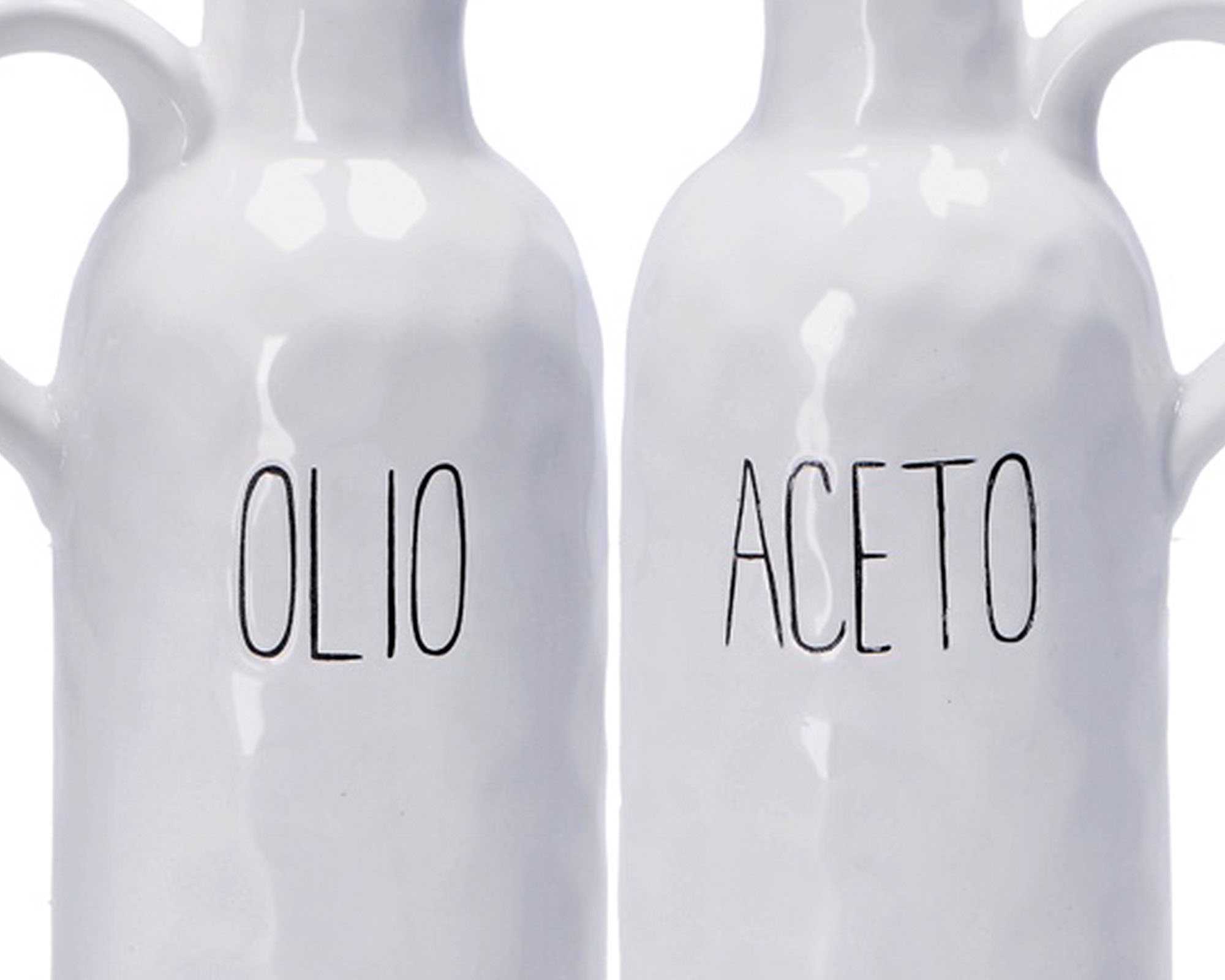 Menage Olio e Aceto con Tappo Sughero Bianco 10x7x16,5cm in Ceramica - immagine 2