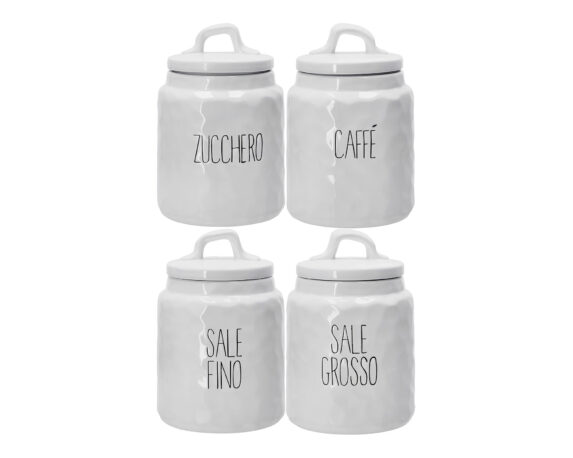 Barattolo con Coperchio Bianco Assortito 13,5x21cm in Ceramica
