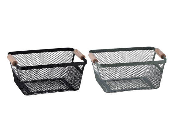 Cestino Rettangolare con Manici Assortito 24,5×17,5x11cm in Ferro