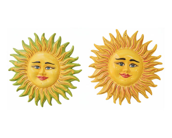 Sole Decorativa da Parete Dipinto a Mano Assortito D40cm in Ceramica