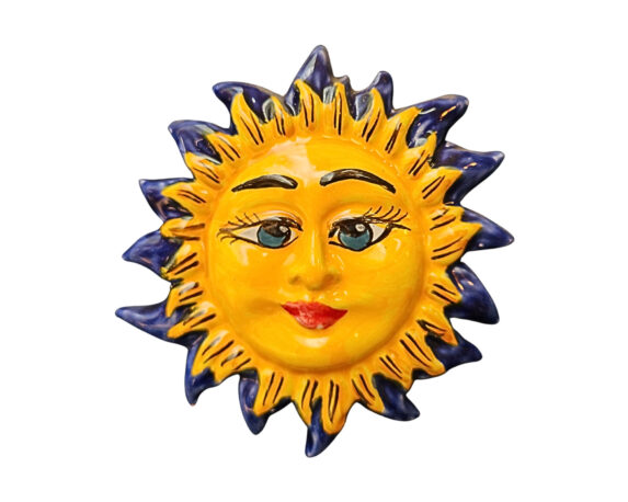 Sole Decorativa da Parete Dipinto a Mano Assortito D15cm in Ceramica