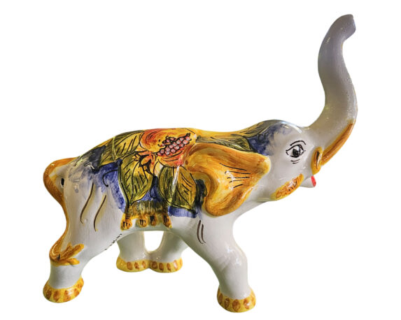 Elefante Indiano Bianco Decorativo Grande Dipinto a Mano Assortito in Ceramica