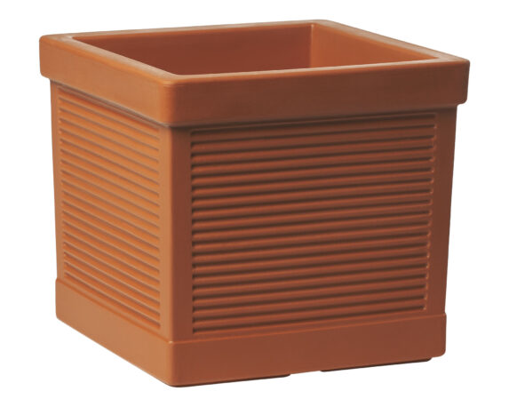 Vaso Quadro Millerighe Terracotta 45x45cm in Resina