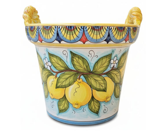 Vaso Cesta Siciliano Dipinto a Mano Assortito D35cm in Ceramica