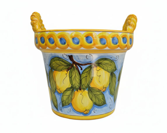 Vaso Cesta Siciliano Dipinto a Mano Assortito D25cm in Ceramica