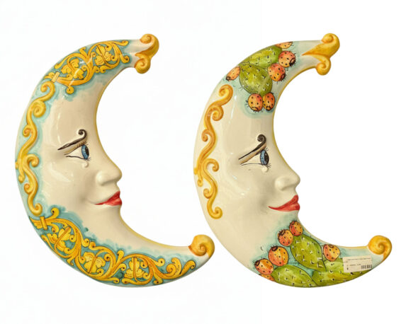 Luna Decorativa da Parete Dipinto a Mano Assortito D45cm in Ceramica