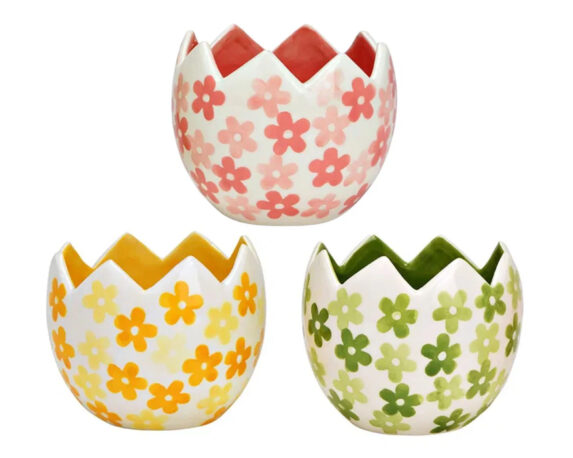 Vasetto a Uovo Decorativo Colorato Assortito 12x12x11cm in Ceramica