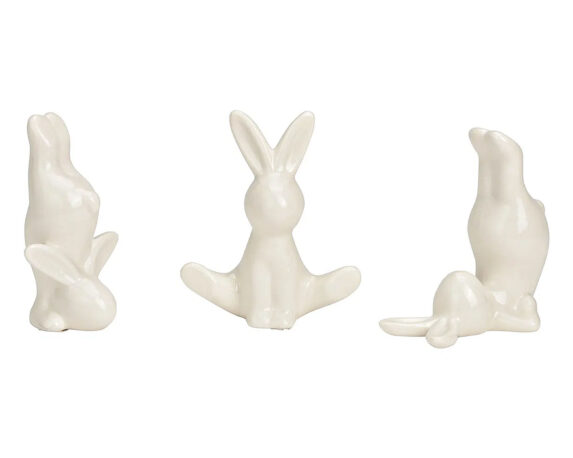 Lepre Bianca Decorativo ed Elegante Assortito 6x4x11cm in Porcellana