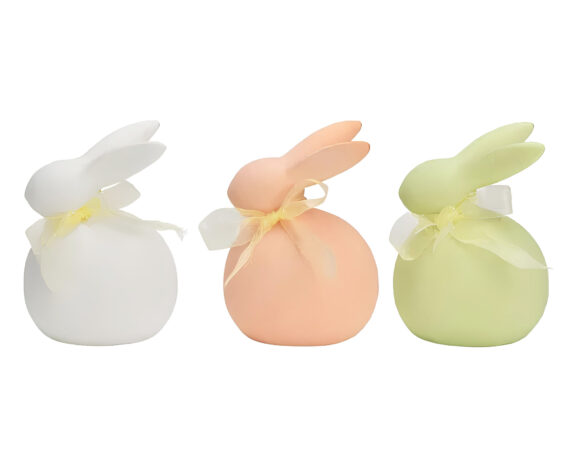 Coniglietto Bianco con Fiocco Assortito 8x12x7cm in Ceramica