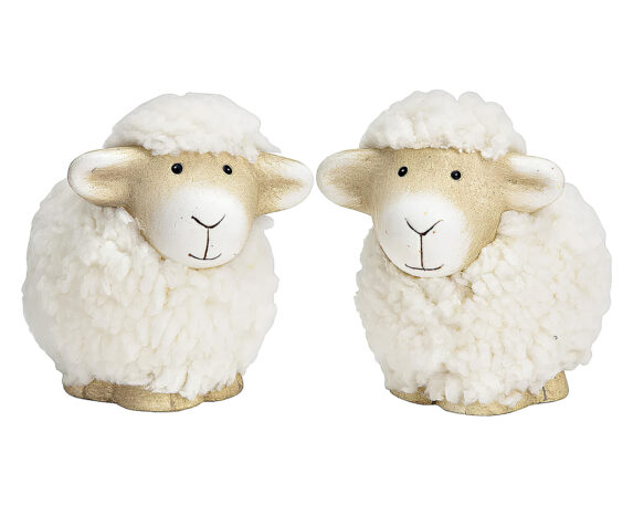 Pecora Bianca Decorativo ed Elegante Assortito 8x10x9cm in Argilla