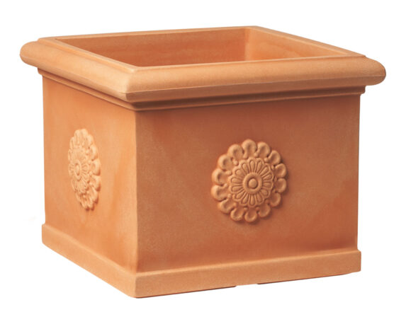 Vaso Quadro Serie Idra Terra di Siena 45cm in Resina