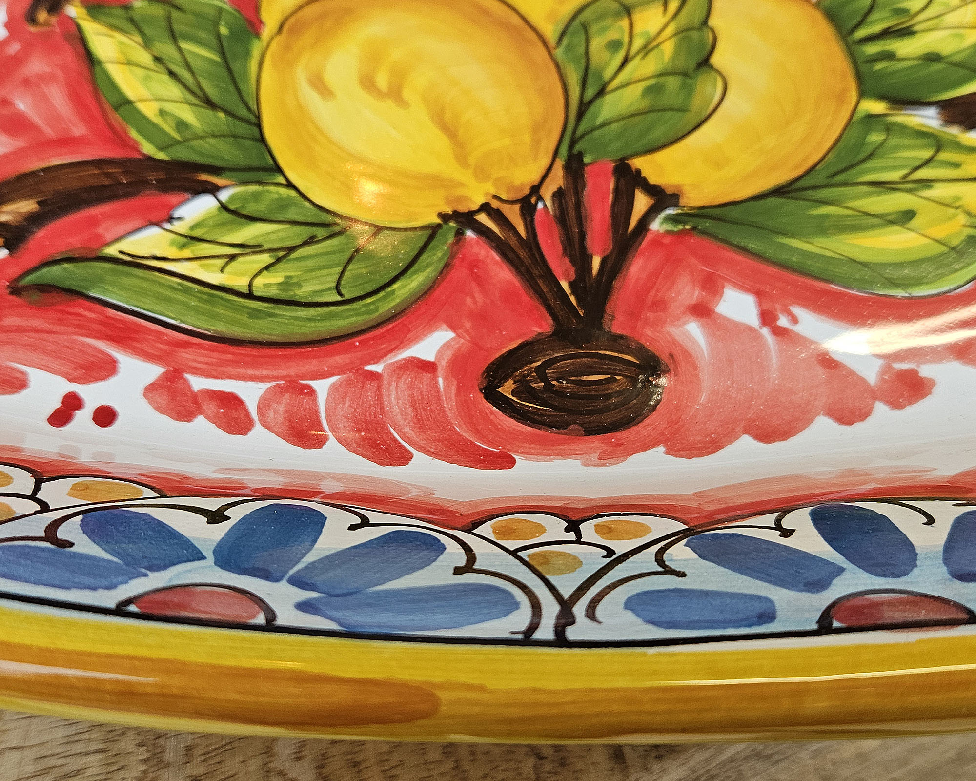 Piatto Ovale Siciliano Dipinto a Mano Assortito 48x30cm in Terracotta - immagine 3