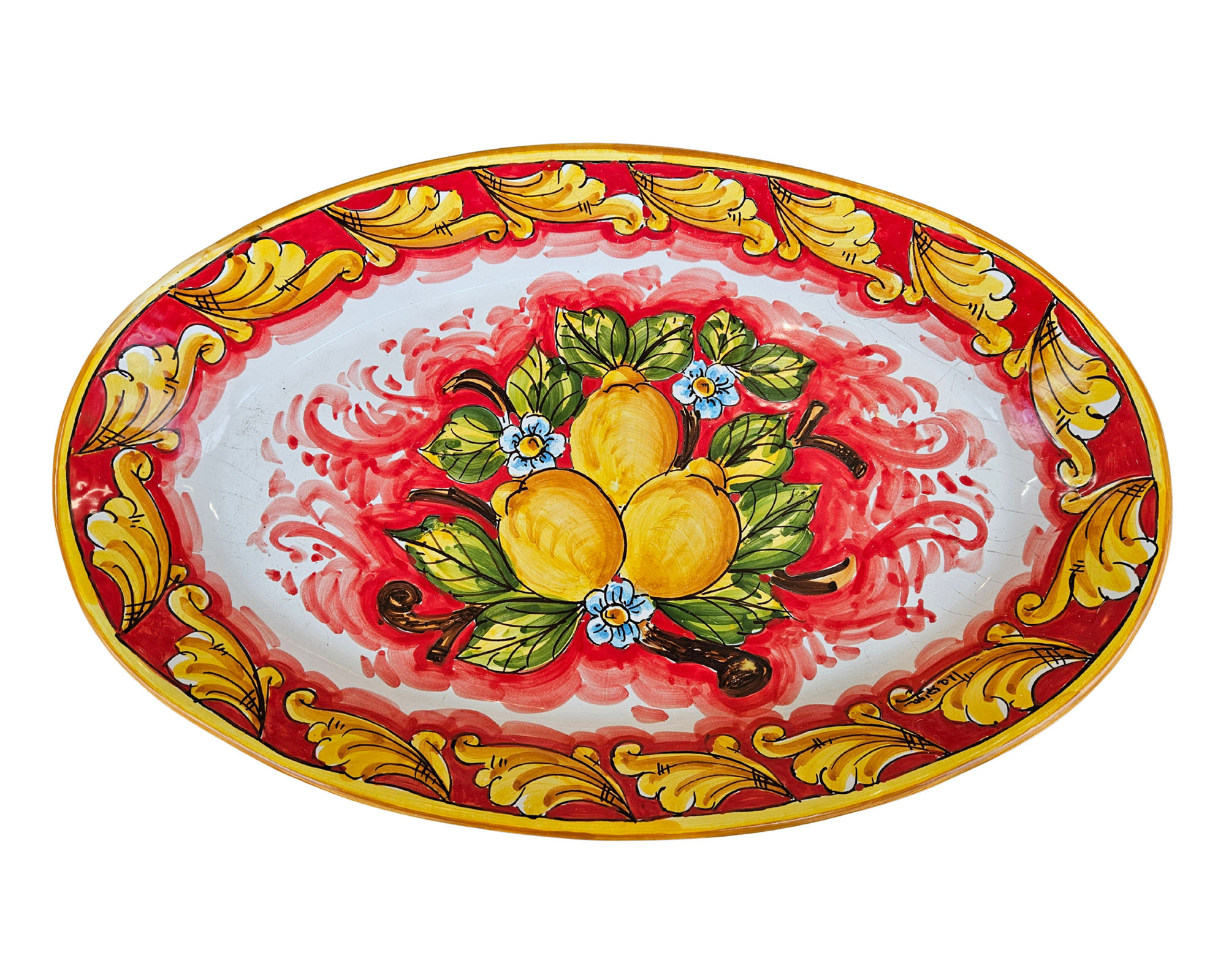 Piatto Ovale Siciliano Dipinto a Mano Assortito 48x30cm in Terracotta - immagine 2