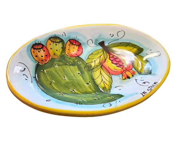 Piatto Ovale Siciliano Dipinto a Mano Assortito 20x10cm in Ceramica