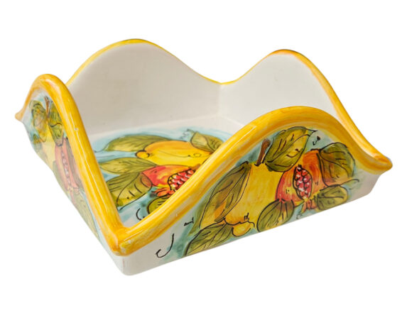 Portatovaglioli Quadrato Siciliano Dipinto a Mano Assortito 19x19cm in Ceramica