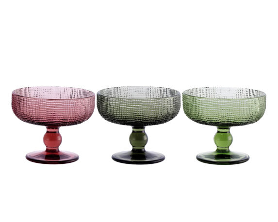 Set 3 Pz Coppe Peg Assortito D12x10cm in Vetro