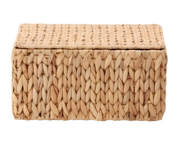 Cesta Contenitore Elios con Copertchio Naturale S 23x17x12cm in Giacinto d’Acqua