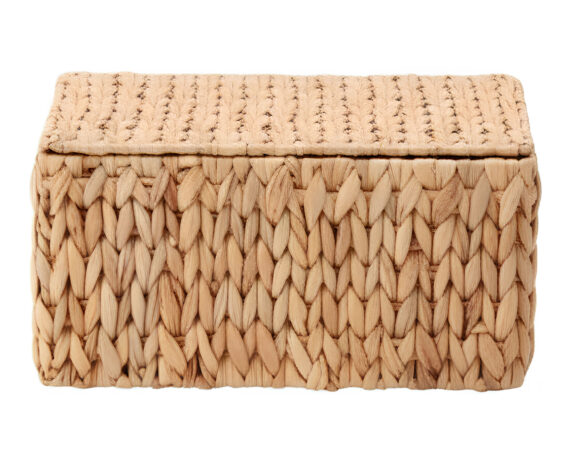 Cesta Contenitore Elios con Copertchio Naturale M 28x21x15cm in Giacinto d’Acqua