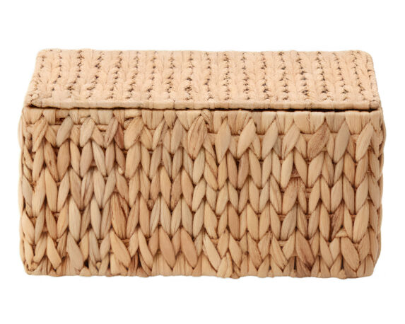 Cesta Contenitore Elios con Copertchio Naturale L 33x26x18cm in Giacinto d’Acqua