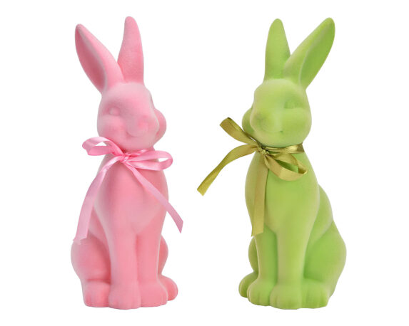 Coniglietto con Fiocco Seduto 9x13x25cm in Ceramica