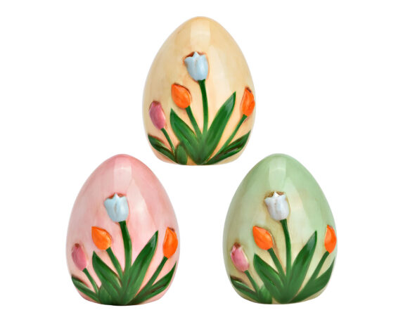 Uovo Decorativo con Fiori Assortito 6x6x8cm in Ceramica