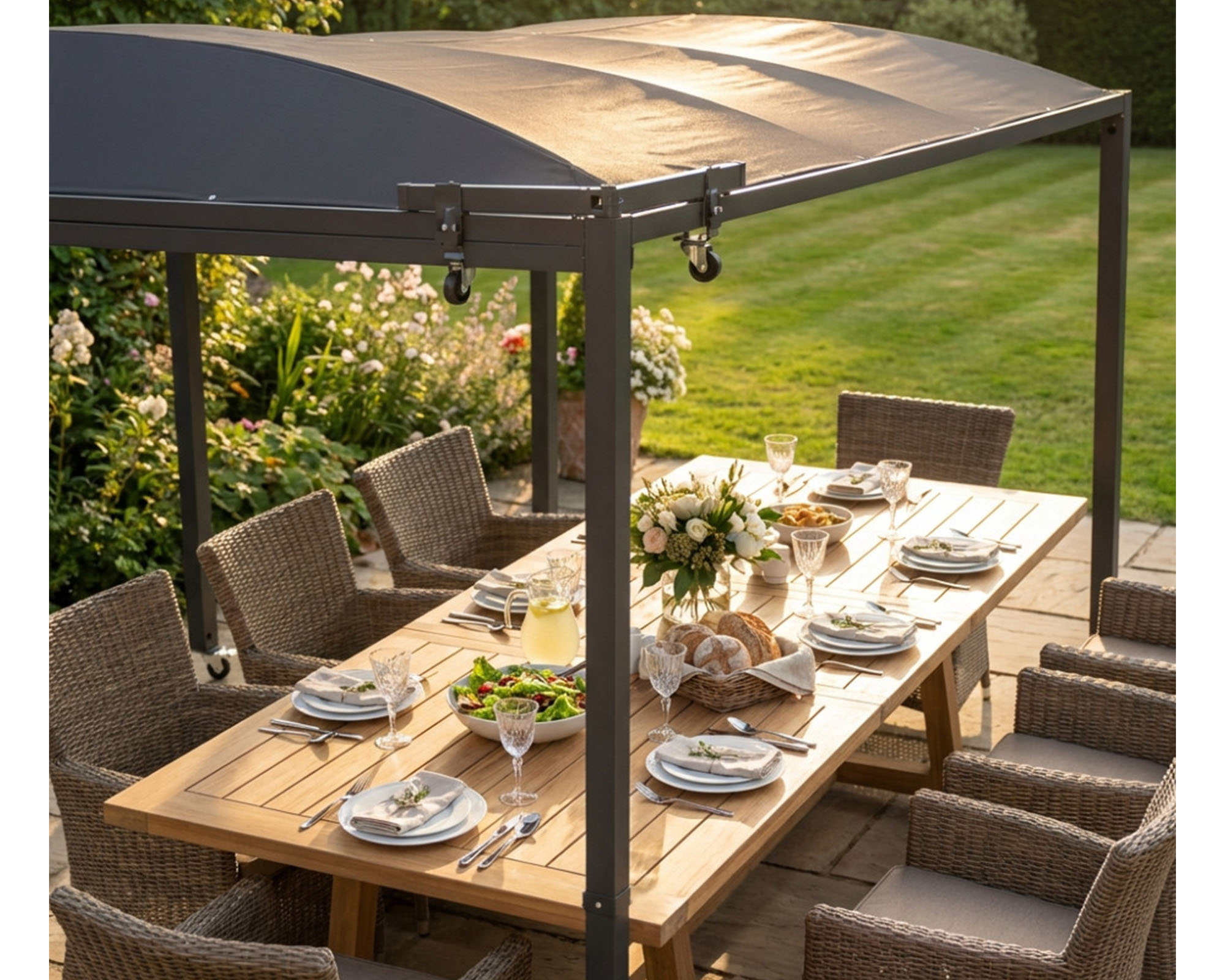 Gazebo Allungabile Tucson con Telo Grigio 3x3/6cm in Metallo e Poliestere - immagine 7